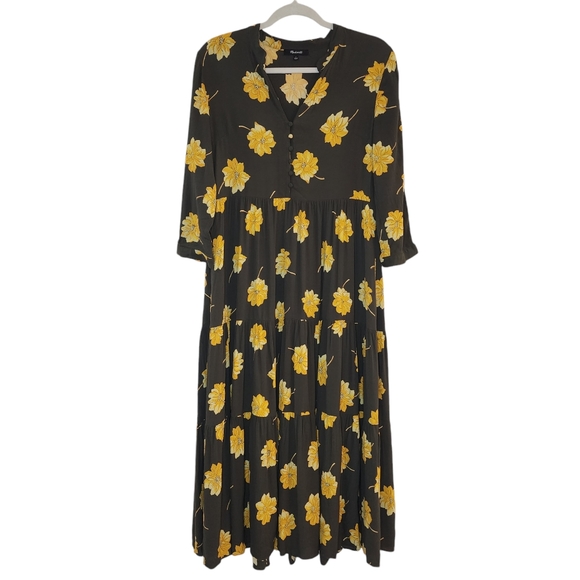 Madewell Button-Front Tier Dress in Fall Flowers - Picture 4 of 12
